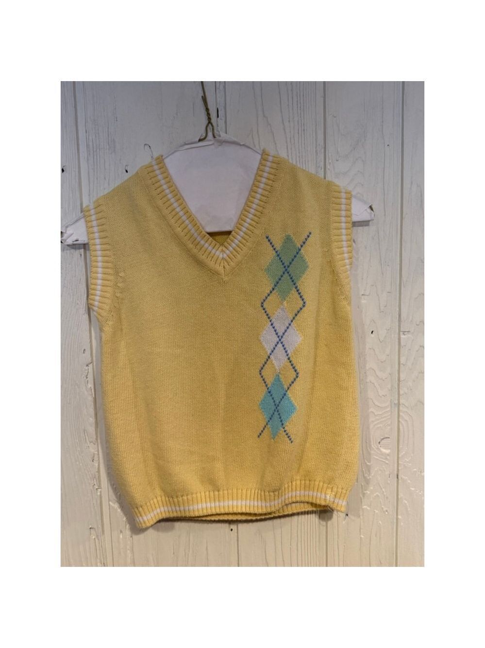 IMP Originals Inc. Yellow Argyle Sweater Vest Size 7